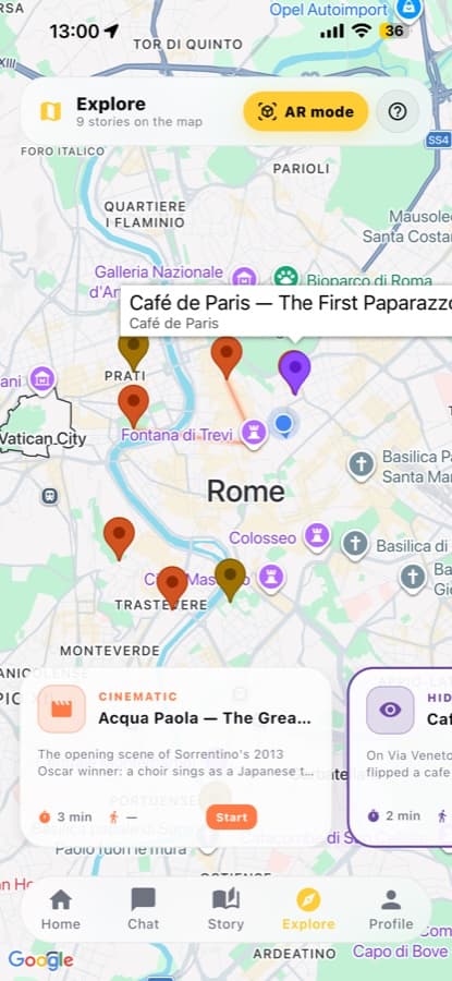 Ciro app — Explore · Map of stories