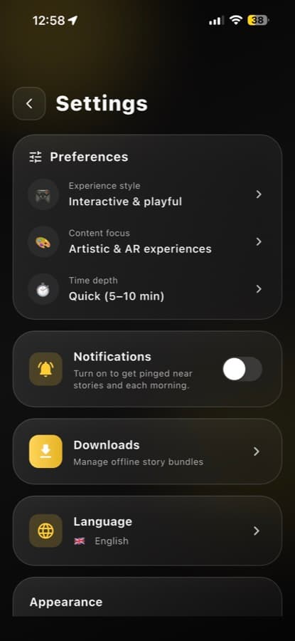 Ciro app — Settings · Personalization